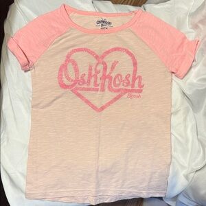OshKosh B'gosh Pink Glitter Heart Tee Peach Sorbet